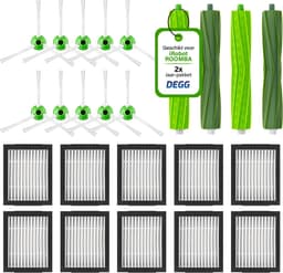 DEGG® - Onderhoudsset XL - Geschikt voor iRobot Roomba - i7 i7+ i1 i1+ i3 i3+ i4 i4+ i5 i5+ i6 i6+ i8 i8+ e5 e6 e7 - Geschikt voor iRobot Roomba Onderdelen - 4x Roller, 10x Hepa filter, 10x Spinner (zijborstel) - DUBBEL JAARPAKKET — thumbnail 1