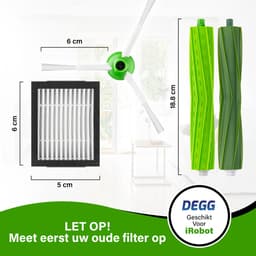 DEGG® - Onderhoudsset XL - Geschikt voor iRobot Roomba - i7 i7+ i1 i1+ i3 i3+ i4 i4+ i5 i5+ i6 i6+ i8 i8+ e5 e6 e7 - Geschikt voor iRobot Roomba Onderdelen - 4x Roller, 10x Hepa filter, 10x Spinner (zijborstel) - DUBBEL JAARPAKKET — thumbnail 4