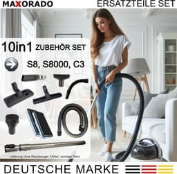 MAXORADO Stofzuiger Set 10-delig - Combizuigmond + parketborstel + telescopische buis + handgreep + 1,8m flexibele slang + meubelborstel + spleetmondstuk + bekleding opzetstuk + 2 HEPA filter - geschikt voor Miele C3, S8, S8 Serie — thumbnail 4