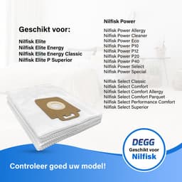 DEGG® 20x stofzuigerzakken - Geschikt voor Nilfisk select, elite en power series - Premium kwaliteit - Voordeelverpakking - 20 STUK(S) — thumbnail 3