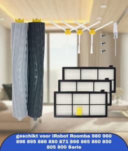 13 stks 800 900 serie vervangende onderdelen kit geschikt voor iRobot Roomba 980 960 896 895 886 880 871 866 865 860 850 805 800 Serie zijborstel rubber roller accessoires kit — thumbnail 1