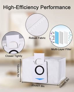 12 Stuks Stofzak Accessoires geschikt voor Ecovacs Deebot X1 Omni & X1 e Omni, T20 omni, T20e Omni Zuigstation, Reserve Stofzuigerzakken geschikt voor Ecovacs Deebot, 3.2L Grote Capaciteit Stofzuigerzak. — thumbnail 3