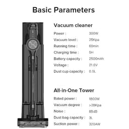 Stofzuigers - stofzuiger met zak - stofzuigerzakken - stofzuiger draadloos - vacuum cleaner - Draadloze Handstofzuiger - 25000Pa Krachtige Zuigkracht - 60min Gebruikstijd - 3L Stofzak - 1800W Motor - ZWART — thumbnail 3