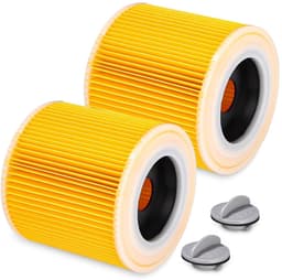2 filterelementen - rond filterelement - patroonfilter - voor Kärcher stofzuigers filter - voor Kärcher WD3 Premium, WD2, WD3, WD3P, MV2, MV3 - WD3 filter - vervangingsfilter voor Kärcher stofzuigers Apparaat 6.414-552.0/64145520 — thumbnail 1