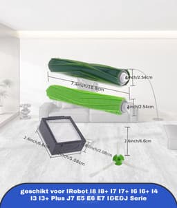 1 Set Van Vervangende Onderdelen geschikt voor IRobot I8 I8+ I7 I7+ I6 I6+ I4 I3 I3+ Plus J7 E5 E6 E7 I&E&J Serie Stofzuiger, Inclusief Multi-Surface Rubber Borstels, HEPA Filters En Edge-Sweeping Borstels — thumbnail 4
