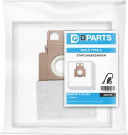 5x Dparts stofzuigerzakken geschikt voor Miele model K - met motorfilter - HyClean 3D Efficiency - steelstofzuiger type S140-168 S1 - S190-198 - Swing H1 KK — thumbnail 2