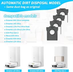 5 stuks stofzakken- compatibel met Dreame L10/L10s/L20/X20/X30/X40/X50/L40/L50 Ultra- Mova P10/E30/P50/V50 Ultra- 3,2 l grote capaciteit- 4-laagse filterstructuur- voor Dreame stofzuigerzakken — thumbnail 4