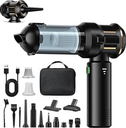 Draadloze Handstofzuiger - Mini Auto Stofzuiger - 4-in-1 Stofblazer - 25.000 Pa Zuigkracht - Borstelloze Motor - 6000mAh Batterij - 1-Touch Leegmaken - EVA Tas - Voor Auto en Thuis - Zwart — thumbnail 1