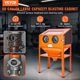 Zandstraalkast met standaard - Straalcabine - Oppervlaktebehandeling - Robuust staalconstructie - 60 gallon capaciteit - Zwart — thumbnail 2