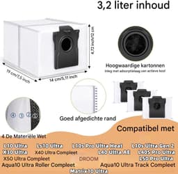 GELLDG Stofzuigerzakken - 14 Stuks - Vervangingsonderdelen voor Stofzuigers - Geschikt voor Dreame L10s Ultra Gen 2/L10s Ultra Gen 3/X40 Ultra/X50 Ultra/L40 Ultra/L50 Ultra/Mova P10/E30/P50/V50 — thumbnail 4
