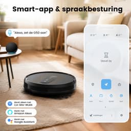 AIRROBO G50 – Robotstofzuiger – zuigkracht van 2800 Pa – ondersteuning voor app- en spraakbediening – ultradun ontwerp – bijzonder geschikt voor het verwijderen van dierenharen — thumbnail 2