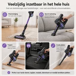 Gloovon® Draadloze Steelstofzuiger - 22kPa Zuigkracht - Borstelloze 250W Motor & Knikbare Buis - HEPA Filter - 39 min Accuduur — thumbnail 5