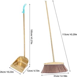 Bezem en stoffer - Huishoudelijke set - Efficiënt schoonmaken - Staande opbergruimte - 115 cm steel - Goud — thumbnail 5