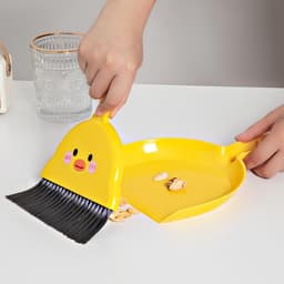 Draagbare Bezem Set - Mini Stoffer en Blik - Bureau Schoonmaken - Compact Lichtgewicht - 12 cm - Wit — thumbnail 3