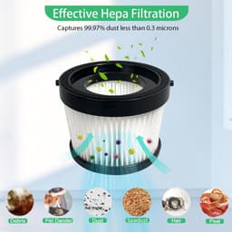 Twee sets vervangende HEPA-filtersGeschikt voor DCV501HB en DCV5011H. Filters voor draadloze handstofzuigers, inclusief 4 schuimrubberen filterhoezen en 1 borstel. — thumbnail 4