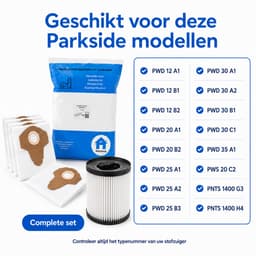 Parkside stofzuigerzakken en filter set, huismerk microfiber — thumbnail 4