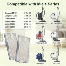 2 stuks HEPA Airclean Plus 50 filters voor Miele Compact Cl & C2, Complete C2 en C3, SF-HA 50 filters voor modellen # S4, S5, S6, S8, S4000, S4999, S5000, S5999, S6000, S6999, S8000, S8000, S8000, S8000 — thumbnail 2