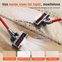 Elekiatech Steelstofzuiger- 46000Pa - 50 Minuten Gebruikstijd - 8 Kegel Filtersysteem Steelstofzuiger Draadloos - 1,5 L Stofbak - 2200 mAh Accu - voor Tapijten en Harde Vloere - Rood — thumbnail 2