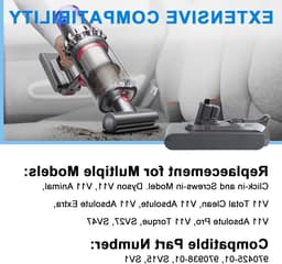 Krachtige 25.2V 3900mAh Snap-in Accu voor Dyson V11 en V15, V11 Torque Drive, V11 Absolute, V11 Fluffy - Vervangingsbatterij voor langdurig gebruik en optimale prestaties — thumbnail 2