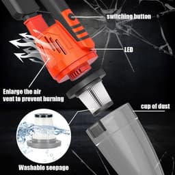 Draagbare Stofzuiger - Kruimelzuiger Draadloos - Auto Interieur Reinigen - Dubbele Zuigkracht - 500 Gram - Rood — thumbnail 2