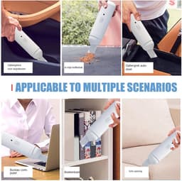 Draadloze handstofzuiger - Draagbare reiniger - Auto en kantoor - USB oplaadbaar - Compact formaat - Wit — thumbnail 5