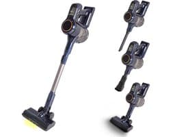 VANJOOL® Steelstofzuiger Draadloos – 120W Krachtige Accu Stofzuiger – 2-in-1 Kruimeldief – 9 kPa Zuigkracht – Zakloos – Inclusief 3 Opzetstukken – CleanDetect Technologie – Zwart / Blauw