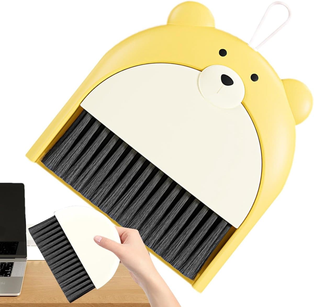 Mini Bezem Stoffer - Handveger Set - Kleine Oppervlakken Reinigen - Compact Ontwerp - 18x23.5 cm - Geel — afbeelding 1