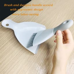 Stoffer en blik - Mini bezem - Bureau schoonmaken - Ergonomisch ontwerp - 1 stuk - Gebroken wit — thumbnail 5