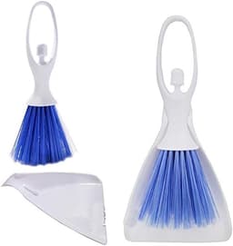 Mini Stofblik en Borstel - Tafelblad Reinigingsset - Kleine Oppervlakken Schoonmaken - Draagbaar en Compact - 1 stuk - Wit Blauw — thumbnail 4