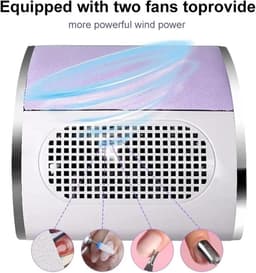 Nagelstofafscheider - Nagelstofzuiger - Nagelstyling - Krachtige 80W zuigkracht - 25.8 x 24 x 10 cm - Wit — thumbnail 4