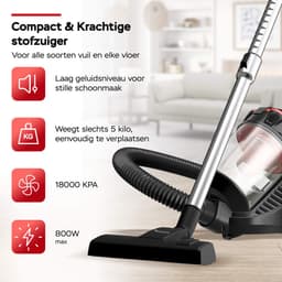 TurboTronic CV12 Stofzuiger zonder zak - Compact Design - Hoge Zuigkracht - Rood — thumbnail 3