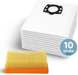 DEGG® - 10x Stofzuigerzakken + vlakfilter - Geschikt voor Kärcher WD4, WD5, WD6, MV4, MV5, MV6 | Langdurige set, Sterk & hygiënisch — thumbnail 1