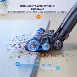 Draadloze stofzuiger 500W – 48kPa zuigkracht – 1,5L stofcontainer – automatische zuigkrachtregeling – kleurentouchscreen – 7-traps filtratie – huisdierenharen – tapijt & harde vloeren — thumbnail 5