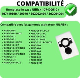 Stofzuigerzak geschikt voor Nilfisk [Set 10] Vervangingszakken 107400610 107419590 29970 302002404 302004004 voor Nilfisk Aero — thumbnail 4