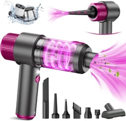 HomeShift® 2-in-1 Auto Stofzuiger - Zuigen & Blazen - Kruimelzuiger - Handstofzuiger - Oplaadbaar - 7 Opzetstukken - Airduster - Roze — thumbnail 1
