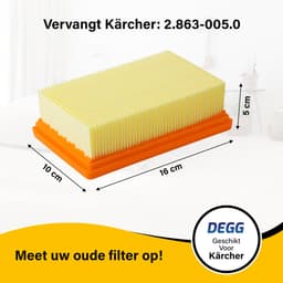 DEGG® - Vouwfilter Geschikt voor Kärcher - Vlakfilter - WD4, WD5 en WD6 - MV4, MV5 en MV6 - Vervangt: Kärcher 2.863-005.0 - Platte Vouwfilters - Premium Kwaliteit - 2 STUK(S) — thumbnail 3