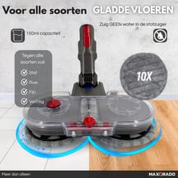 Maxorado 2-in-1 Vloermop geschikt voor Dyson V7 / V8 / V10 / V11 / V15 – Inclusief 10 Pads - Dweilmondstuk - Vloerreiniger - Stofzuigermondstuk — thumbnail 3