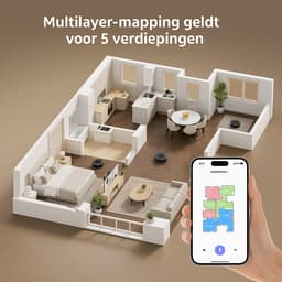 Robotstofzuiger TEENDOW D10Smax met 3 zuigstanden tot 4500Pa, 250 ml watertank, LDS-laserdetectie, app- en Google-assistentbesturing, lange accuduur van 120 minuten, stil (<70dB), en automatische oplading. — thumbnail 2