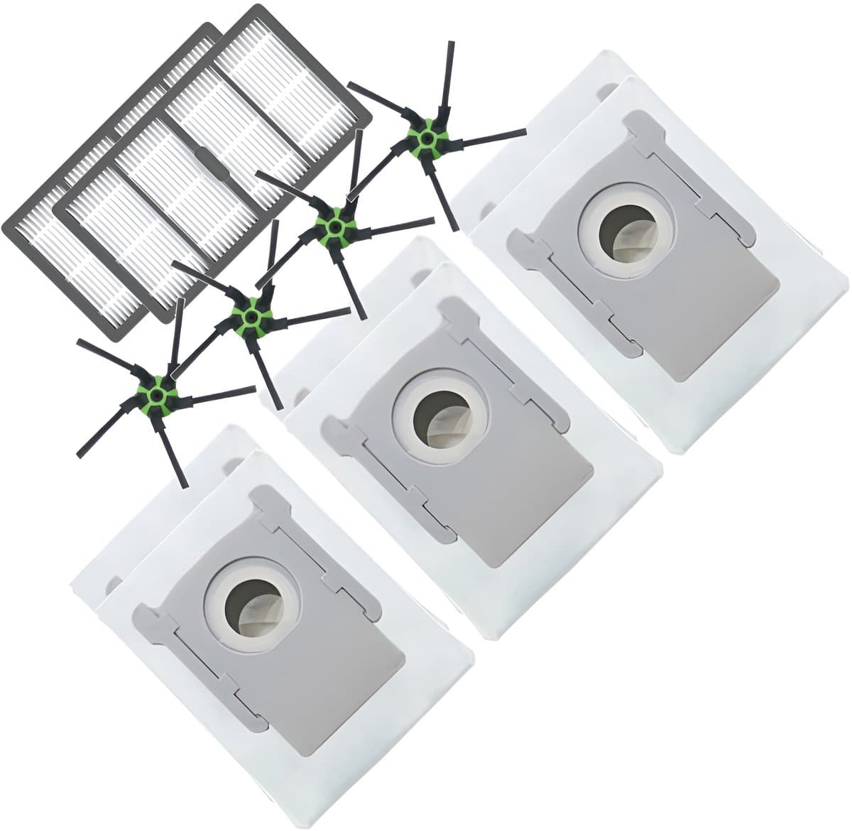 2x Filter, 6x Stofzuigerzakken, 3x zijborstels accessoires / onderdelen set geschikt voor iRobot Roomba s9+ — afbeelding 1