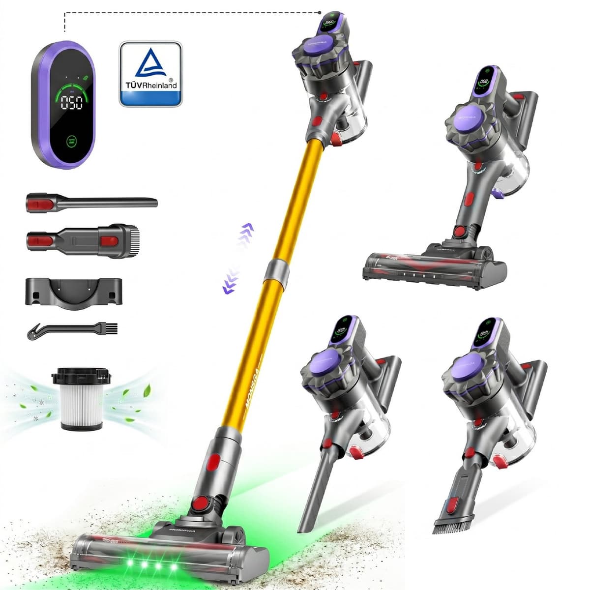 Draadloze Steelstofzuiger 45 kPa - 550W - Tot 50 Min Gebruikstijd - Anti-Klitborstel - Afneembare Accu - LED-Display - Voor Dierenhaar Tapijt en Harde Vloeren - ME03 — afbeelding 1