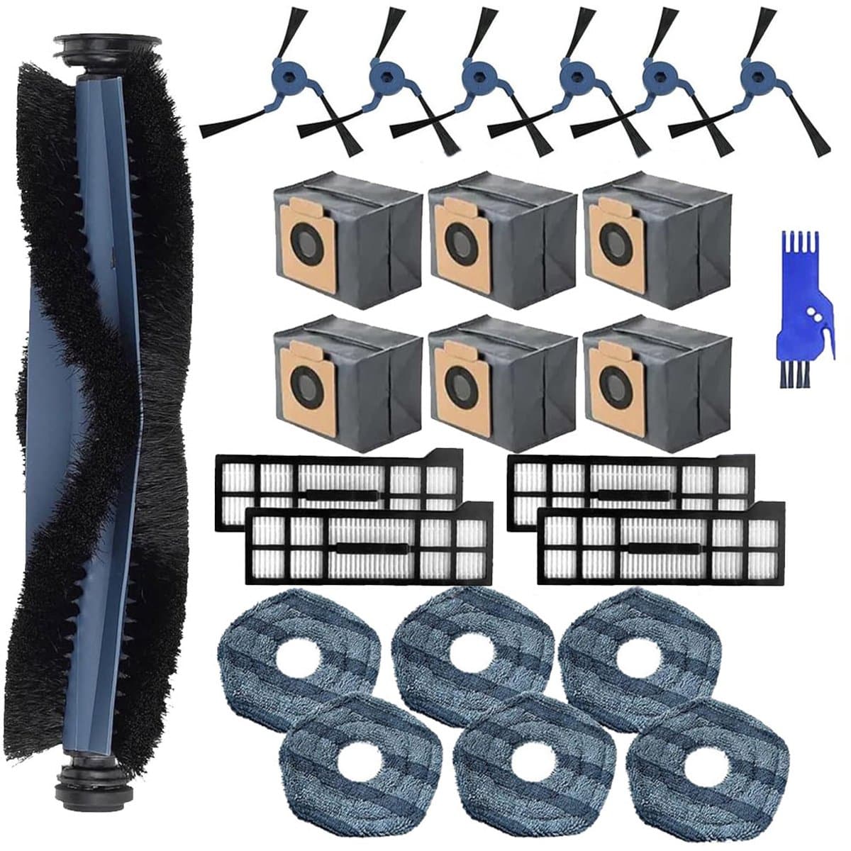 Geschik voor Eufy X10 Pro Omni Robotstofzuiger Vervangende Onderdelen, 24-delige vervangende onderdelen, inclusief （6* stofzakken, 1* hoofdborstel, 4*filters, 6* dweilen, 6* zijborstels, 1* borstel） — afbeelding 1