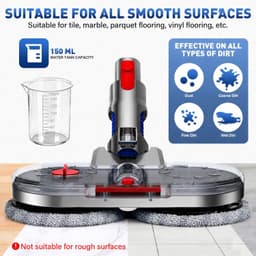 VHV - Elektrische vloerwisser - Mop & Dweil Opzetstuk - Geschikt voor Dyson V7 V8 V10 V11 V15 Steelstofzuiger - Stofzuigermond voor Nat & Droog - Inclusief 6 Dweilpads — thumbnail 5