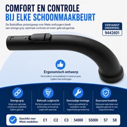BukkitBow - Pistoolgreep / Handgreep geschikt voor Miele Stofzuiger C1, C2, C3, S4000, S5000, S7, S8 - Vervangt 9442601 — thumbnail 2