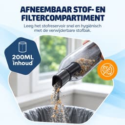 Auto Stofzuiger - Zuigen & Blazen - Kruimeldief - 6 Opzetstukken - Oplaadbaar - Handstofzuiger - Kleine StofZuiger - Air Duster - Stofreiniger - Kruimelzuiger - Zwart — thumbnail 5