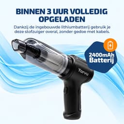 Auto Stofzuiger - Zuigen & Blazen - Kruimeldief - 6 Opzetstukken - Oplaadbaar - Handstofzuiger - Kleine StofZuiger - Air Duster - Stofreiniger - Kruimelzuiger - Zwart — thumbnail 3