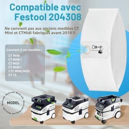 10 stuks stofzuigerzakken - filterzakken - geschikt voor Festool CT Mini/CT Midi/CT Midi I/CTC Mini/Midi/CT 15 stofzuigers (modellen geproduceerd vanaf 2019). — thumbnail 3