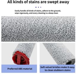 3 Stuks Wash roller set geschikt voor roborock A10 PLUS/Dyad Pro/Combo/A10ultar - Stofzuiger onderdeel - nat-en-droogzuiger onderdelen - stofzuiger paar voorrollen een achterrol - wasbaar toebehoren — thumbnail 3