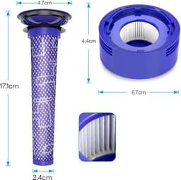 3 X Vervangende filter Geschikt voor stofzuiger Dyson V8, V7, vervanging voor het filter DY-967478-01 + DY-965661-01. Een vervanging die net zo goed is als het origineel. — thumbnail 2