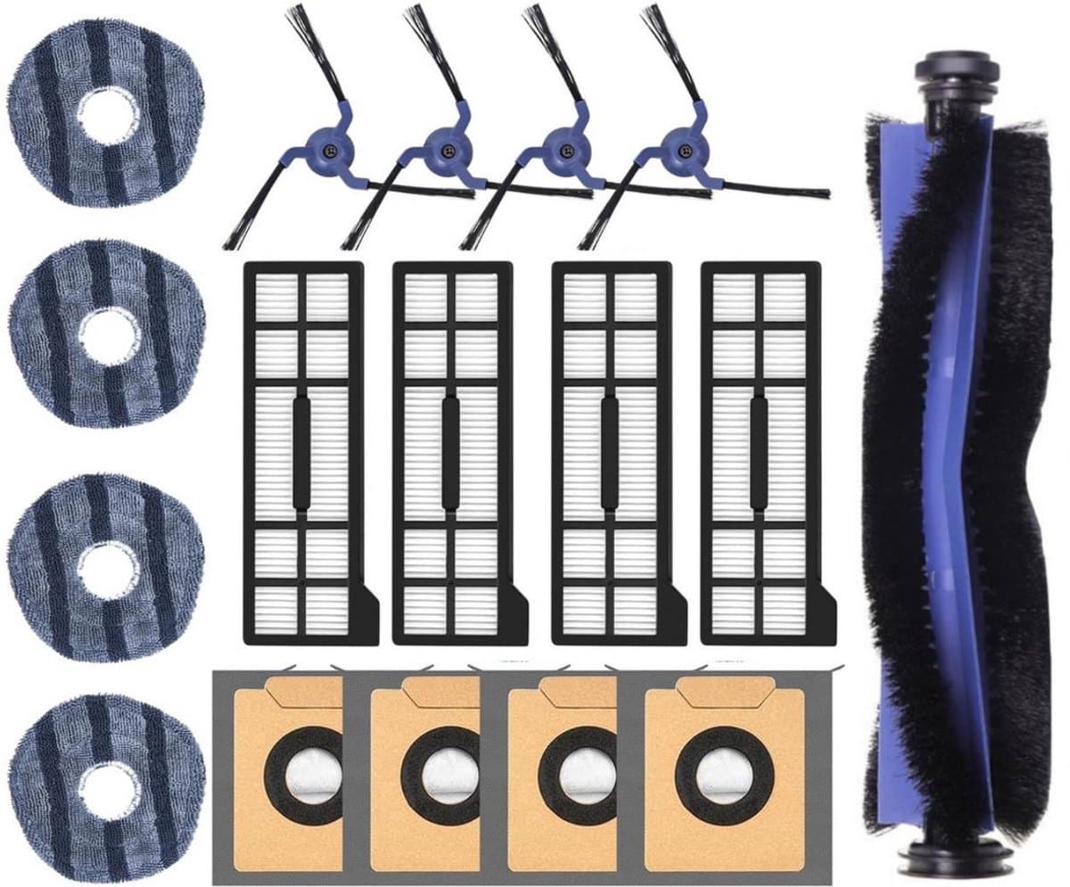 BukkitBow - Accessoireset Geschikt voor Eufy X10 Pro Omni - Met HEPA Filters, Roller, Zijborstels, Mopdoeken & Stofzakken - Vervangingsonderdelen - 17-Delige Set — afbeelding 1