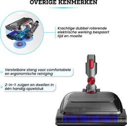 Somstyle Mop Dweil Met Zuigmond Geschikt Voor Dyson V7, V8, V10, V11, & V15 Steelstofzuiger - Stofzuiger Accessoires - Zwart — thumbnail 4